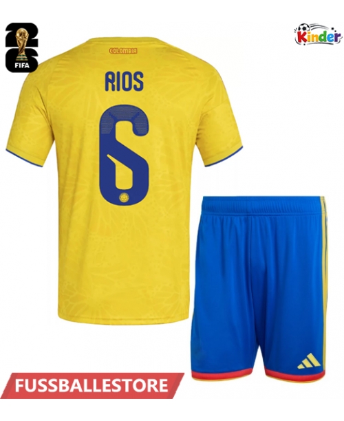 Günstige Kolumbien Richard Rios #6 Heimtrikotsatz Kinder WM 2026 Kurzarm (+ Kurze Hosen)